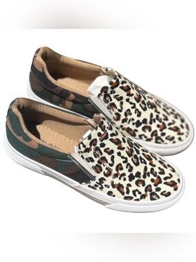 JENN ARDOR Leopard Camo Slip On Sneakers Women’s 6.5 NIB Trendy Canvas